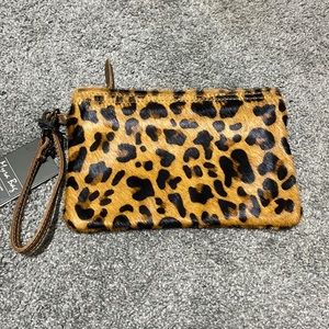 Cheetah-cow hide wristlet